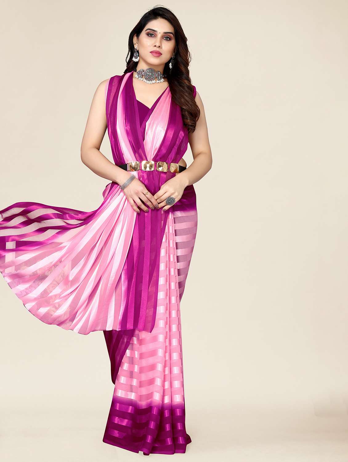 women ombre printed saree with blouse - 22050033 -  Standard Image - 1