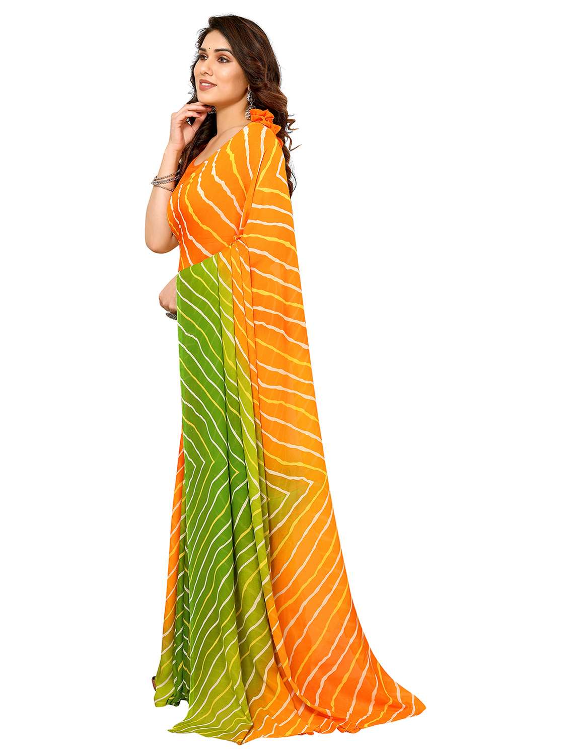 women printed casual wear saree with blouse - 22050196 -  Standard Image - 1