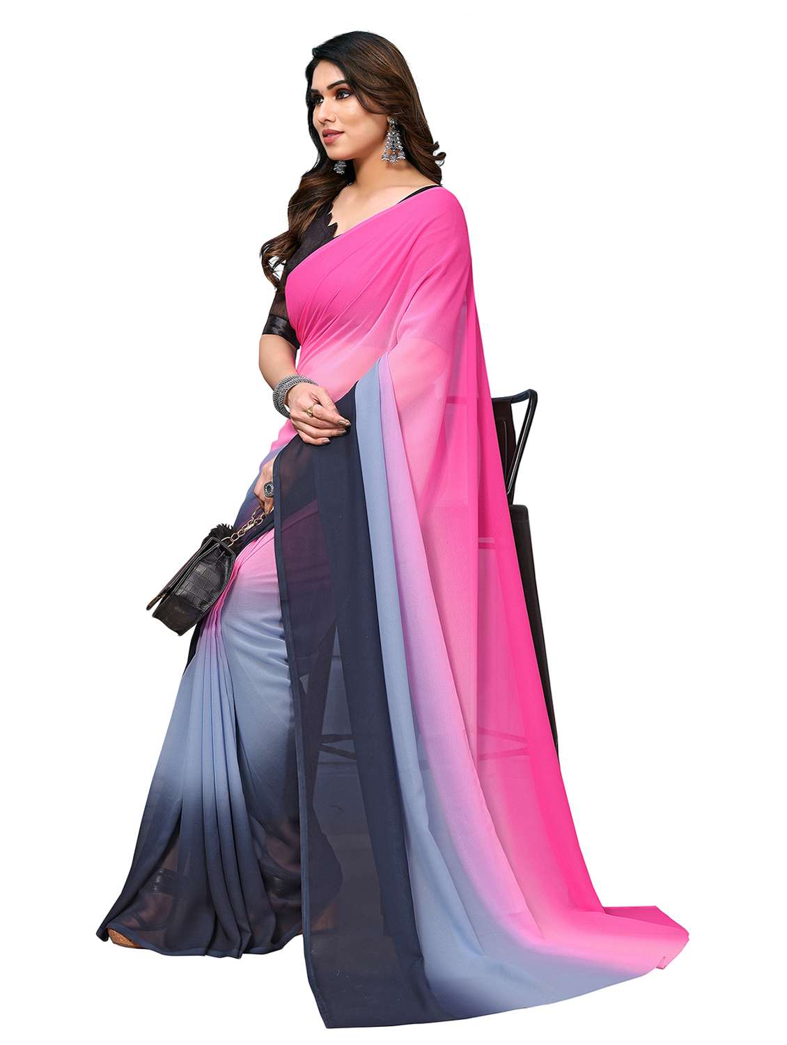 women ombre printed saree with blouse - 22050223 -  Standard Image - 1