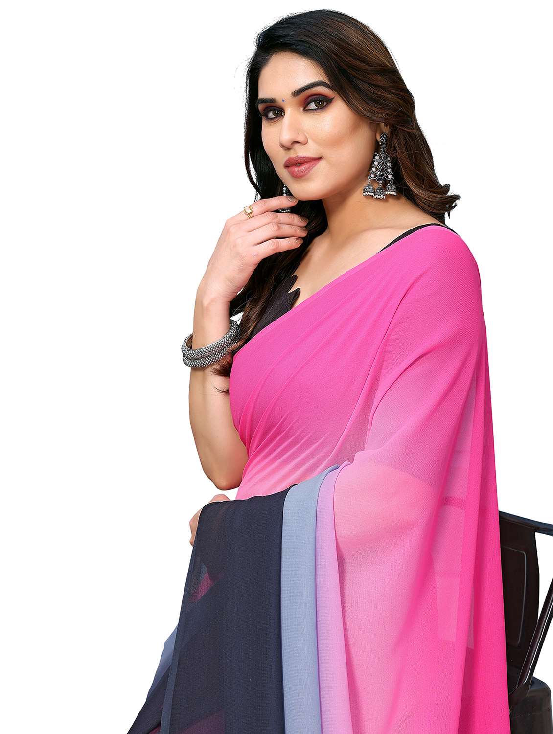 women ombre printed saree with blouse - 22050223 -  Standard Image - 4