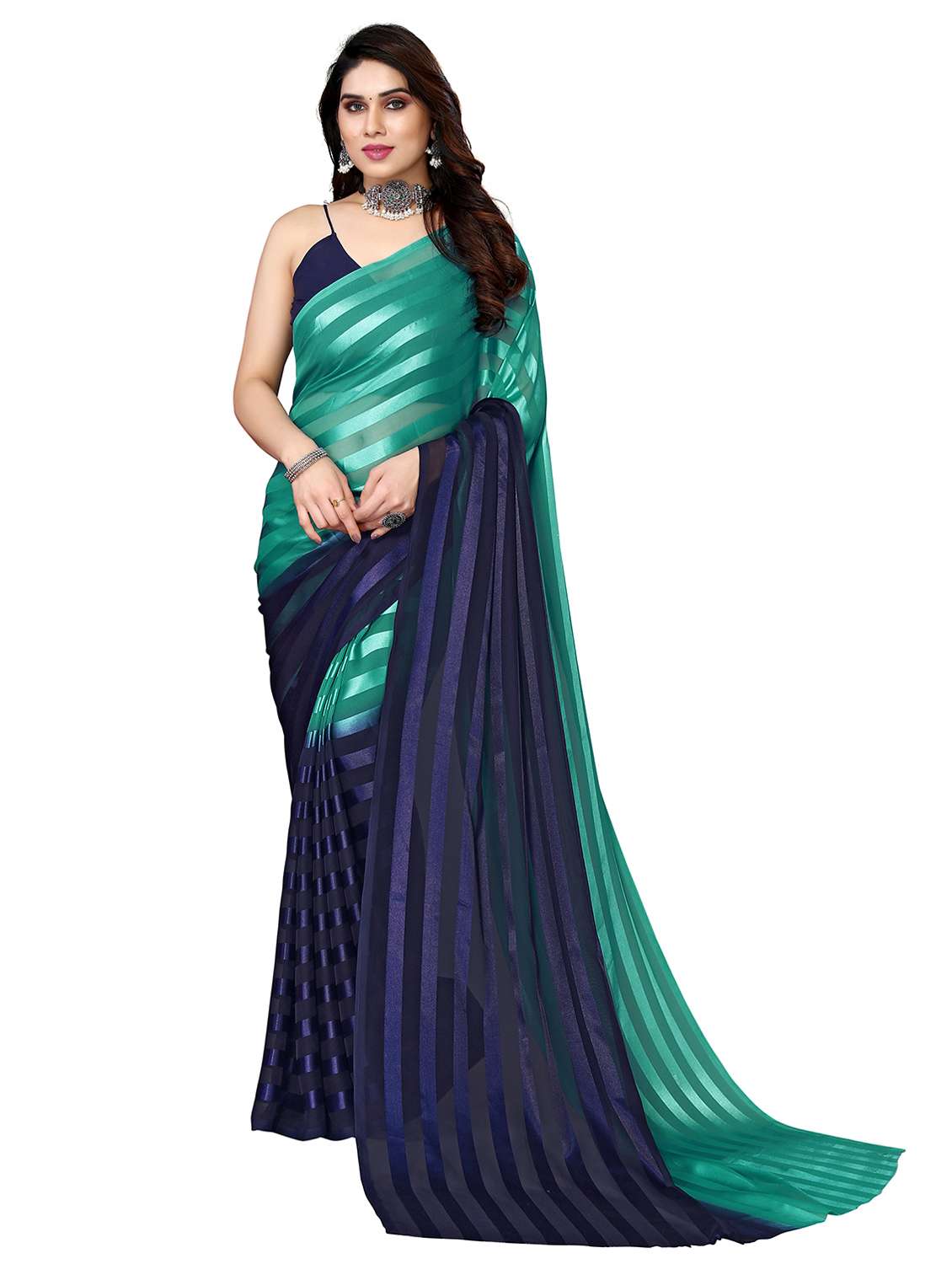 women ombre printed saree with blouse