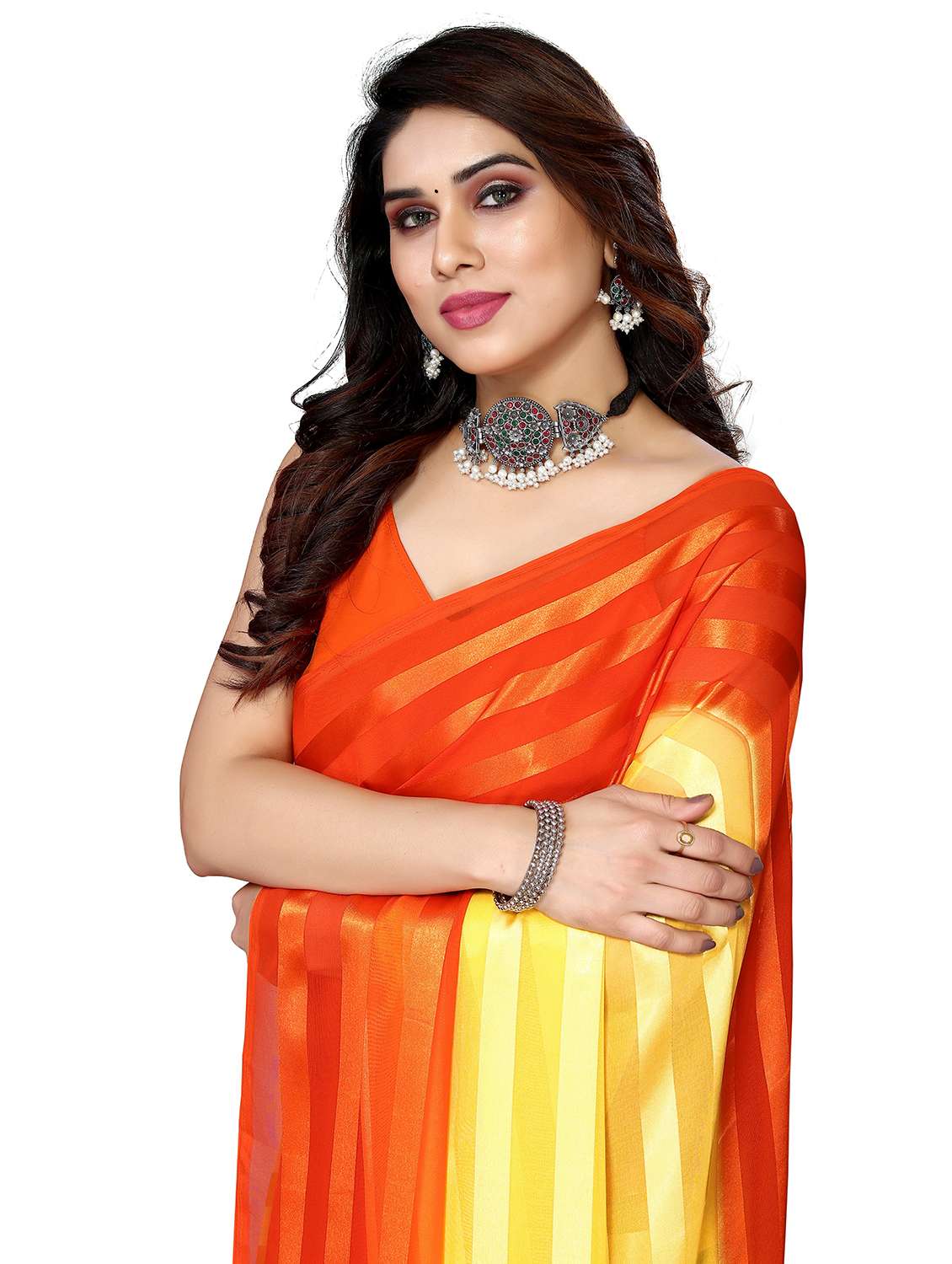 women ombre printed saree with blouse - 22050238 -  Standard Image - 4
