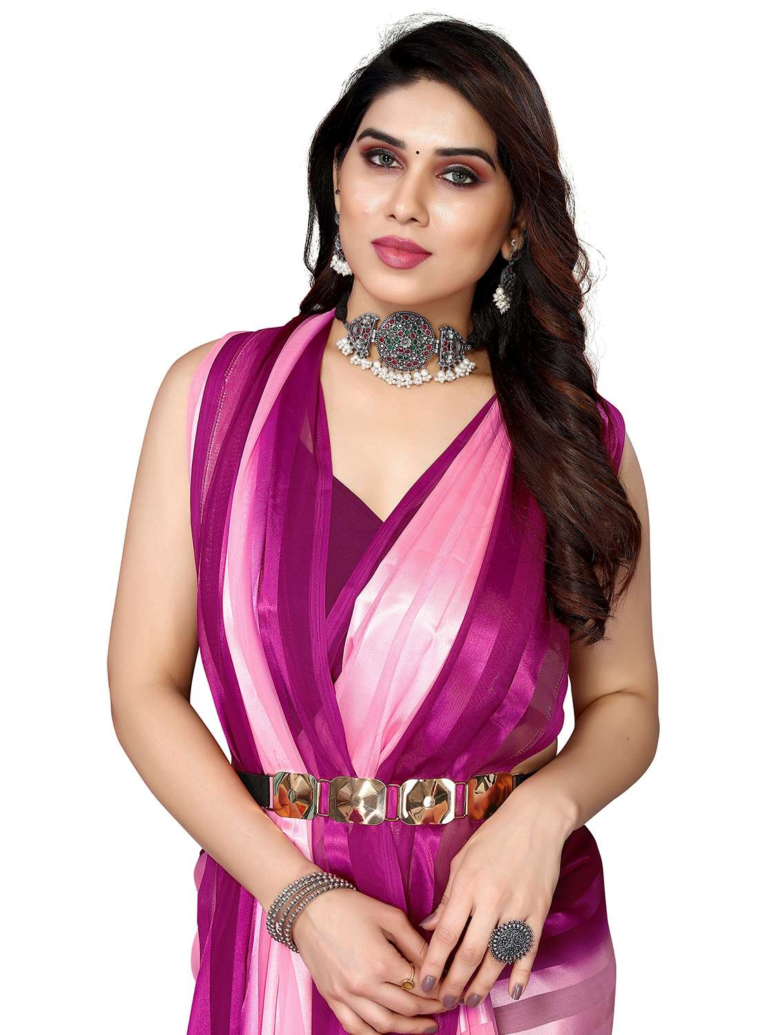 women ombre printed saree with blouse - 22050239 -  Standard Image - 4