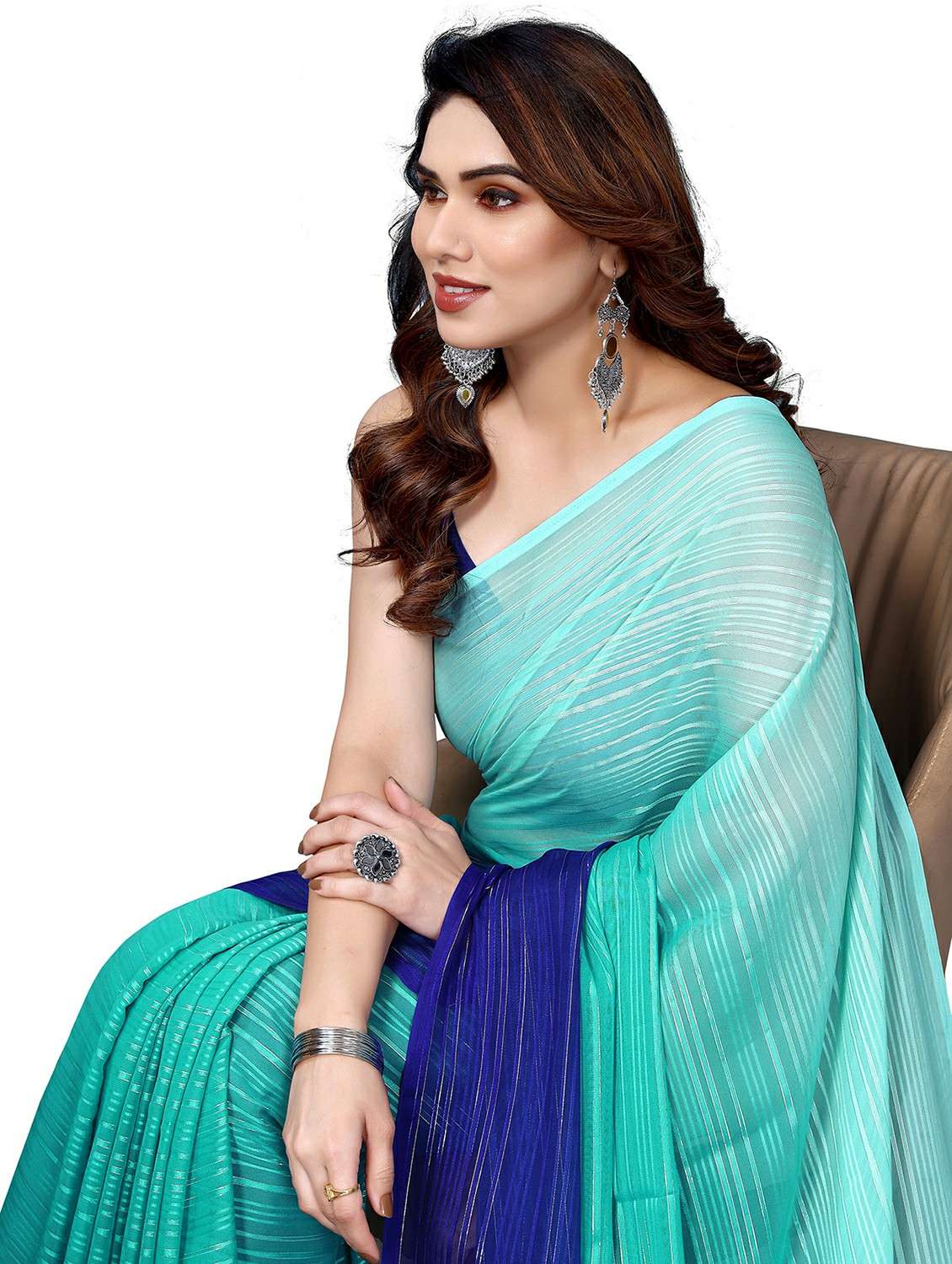 women ombre printed saree with blouse - 22050247 -  Standard Image - 4