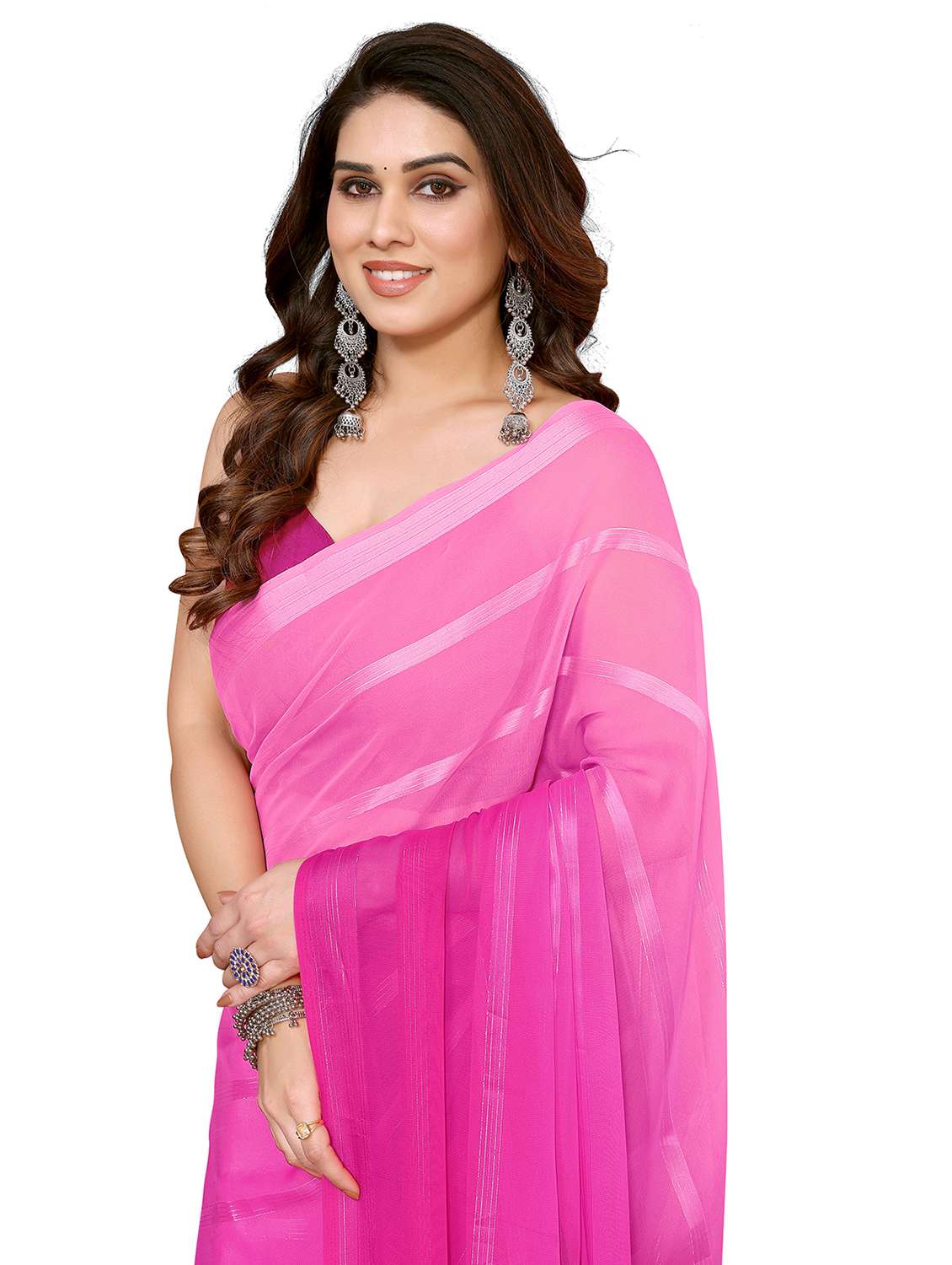 women ombre printed saree with blouse - 22050257 -  Standard Image - 4