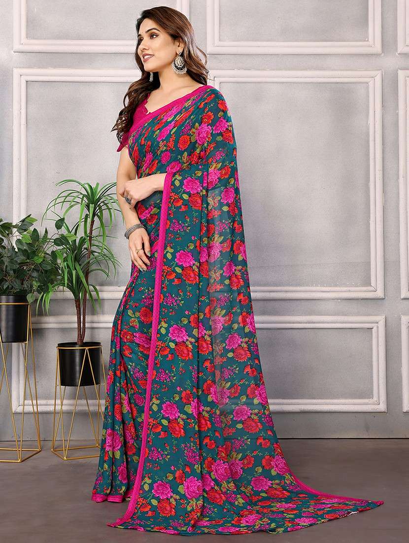 women printed casual wear saree with blouse - 22050268 -  Standard Image - 1