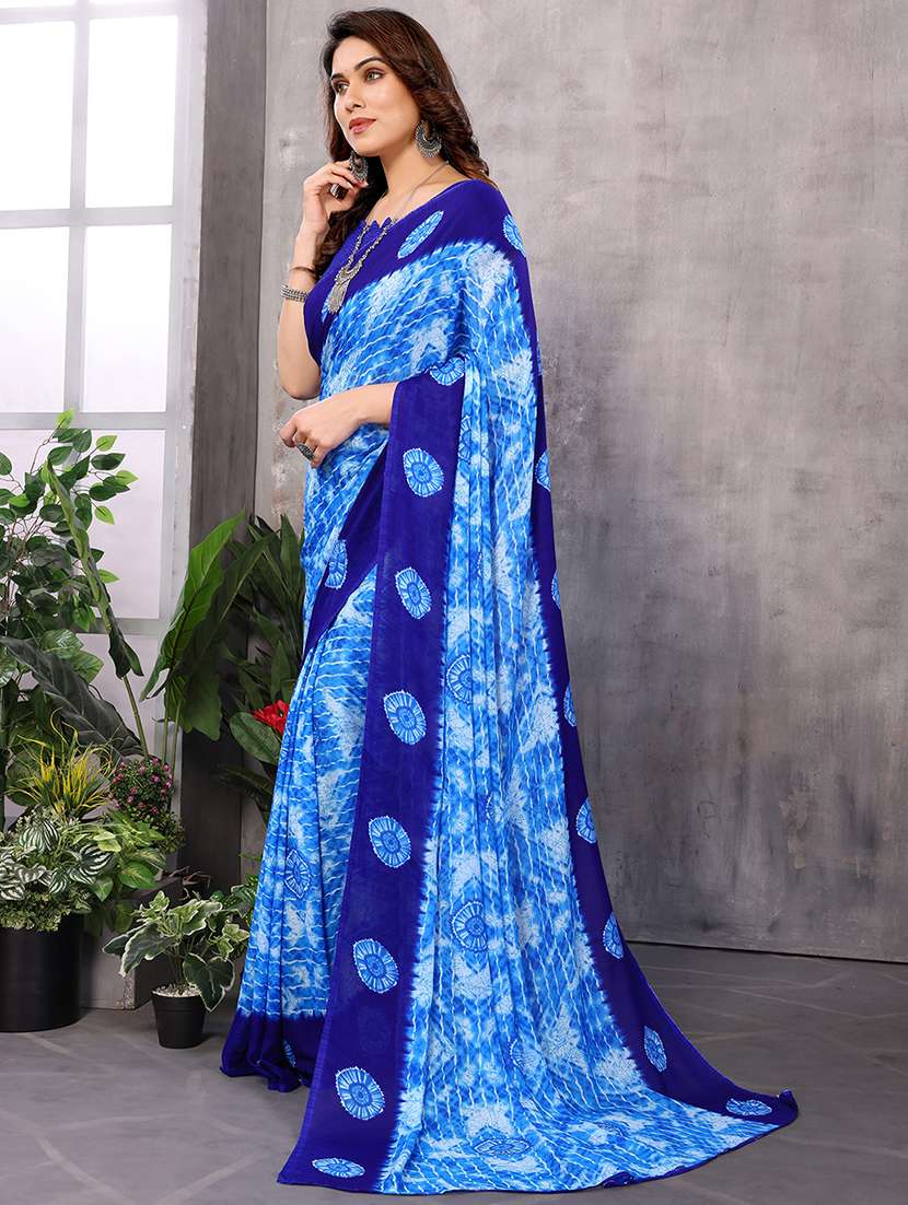 women printed casual wear saree with blouse - 22050272 -  Standard Image - 1