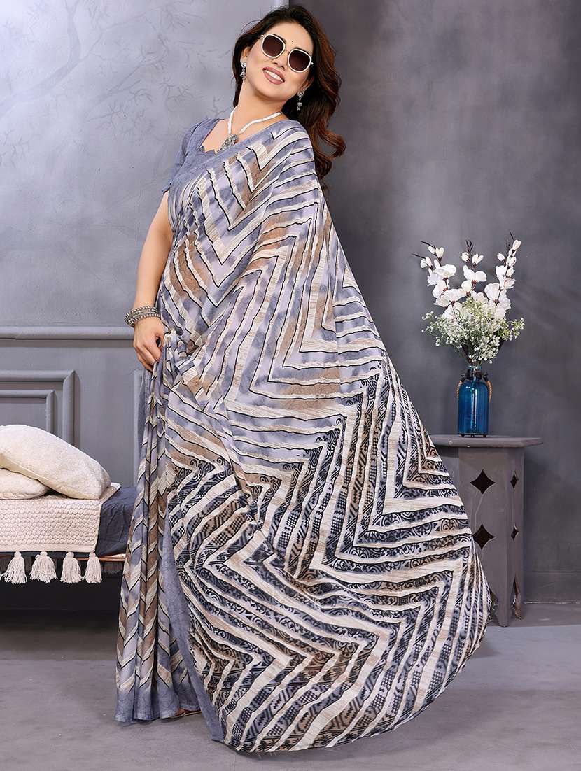 women printed casual wear saree with blouse - 22050281 -  Standard Image - 1