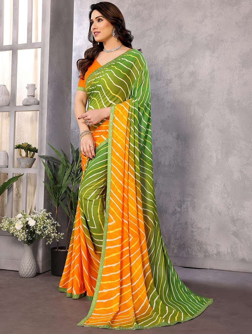 women printed casual wear saree with blouse - 22050288 -  Standard Image - 1