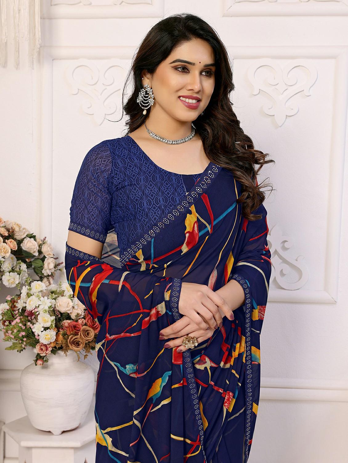 women printed casual wear saree with blouse - 22050289 - Standard Image - 4