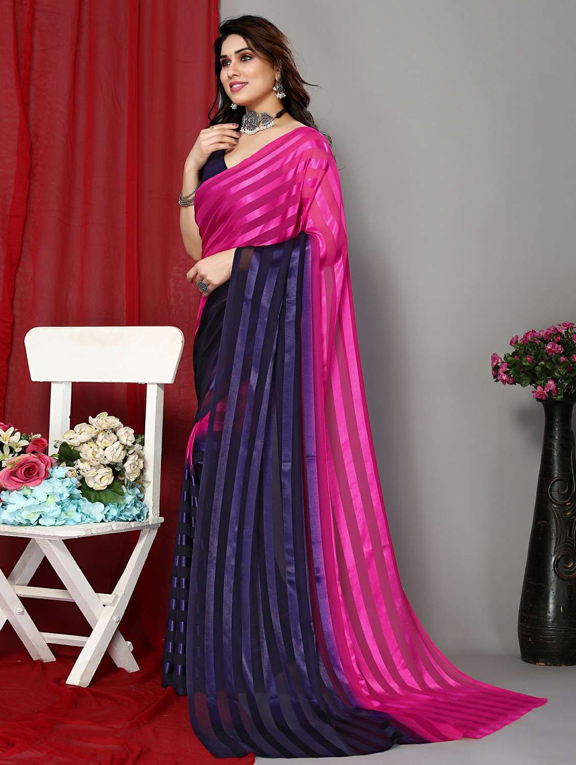 women ombre printed saree with blouse - 22050306 -  Standard Image - 1
