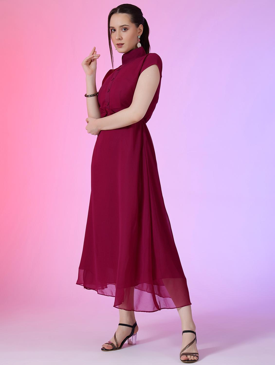 women solid short sleeve fit & flare dress - 22051827 - Standard Image - 1