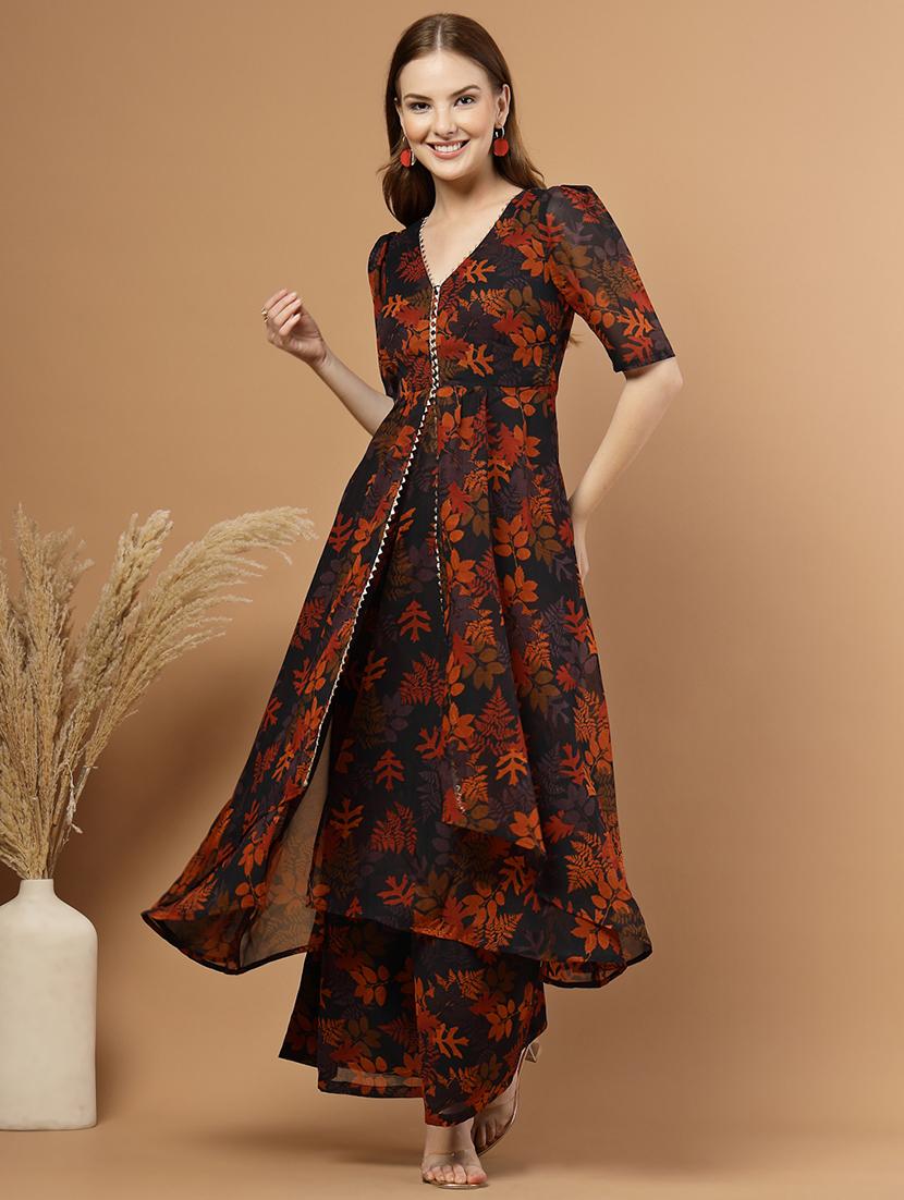 women floral print short sleeve ethnic co-ord set - 22051871 - Standard Image - 1