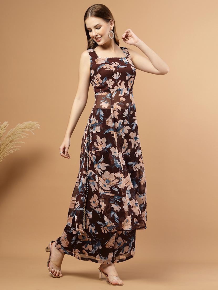 women floral print sleeveless ethnic co-ord set - 22051874 - Standard Image - 1