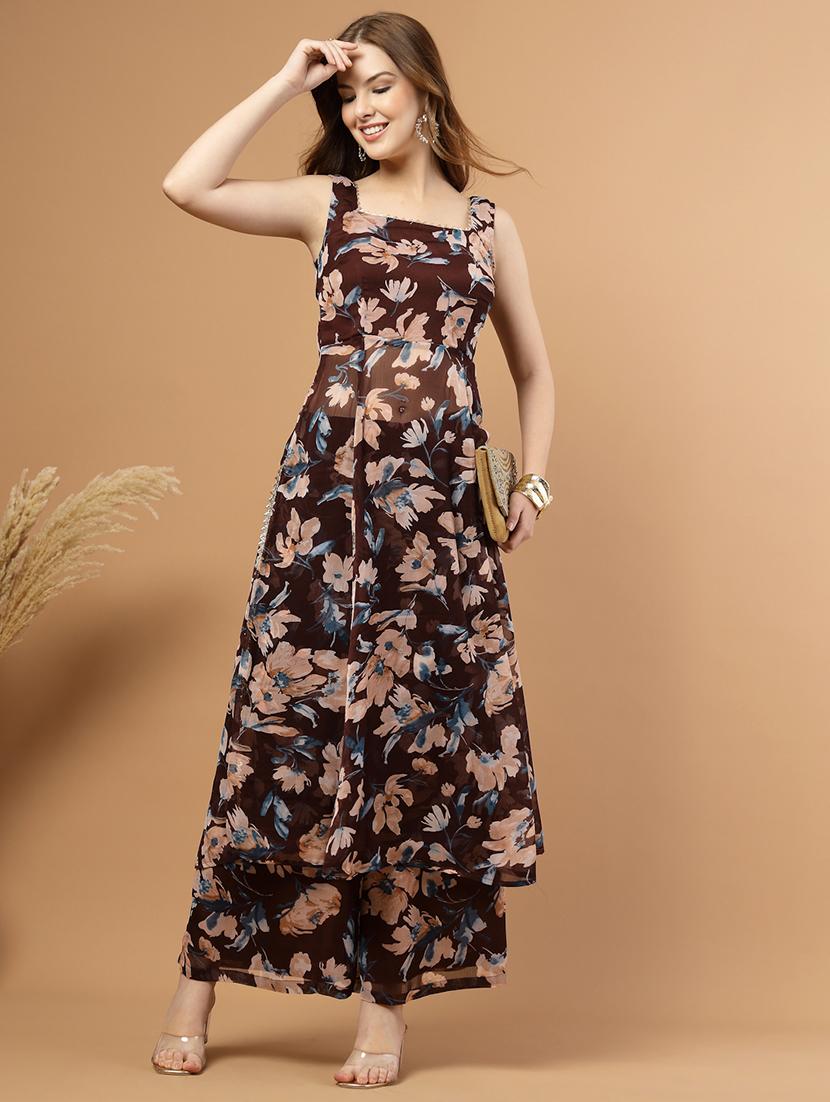 women floral print sleeveless ethnic co-ord set - 22051874 - Standard Image - 4