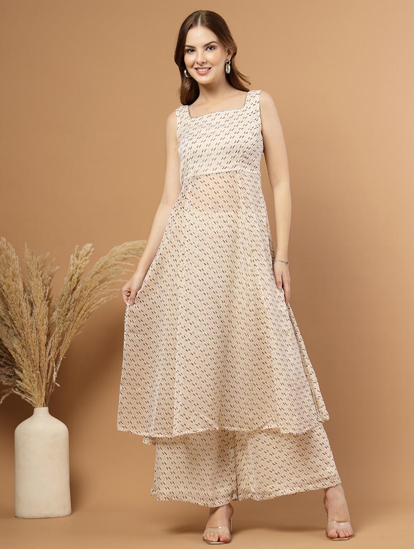 women printed sleeveless ethnic co-ord set - 22051877 - Standard Image - 1