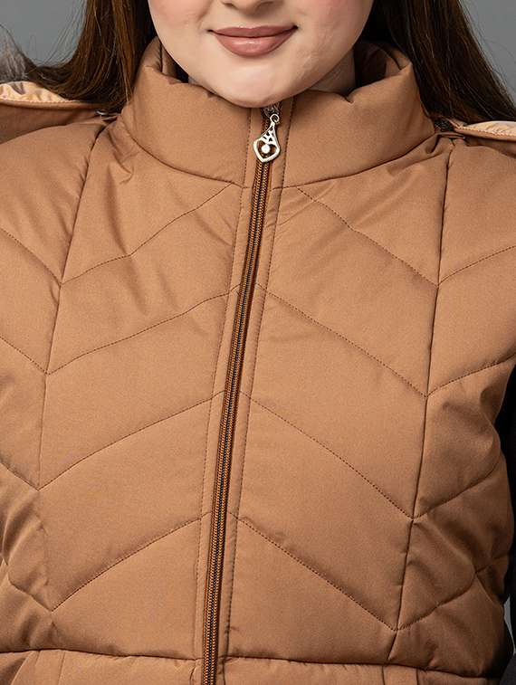 women solid sleeveless hooded parka jacket - 22051953 -  Standard Image - 4