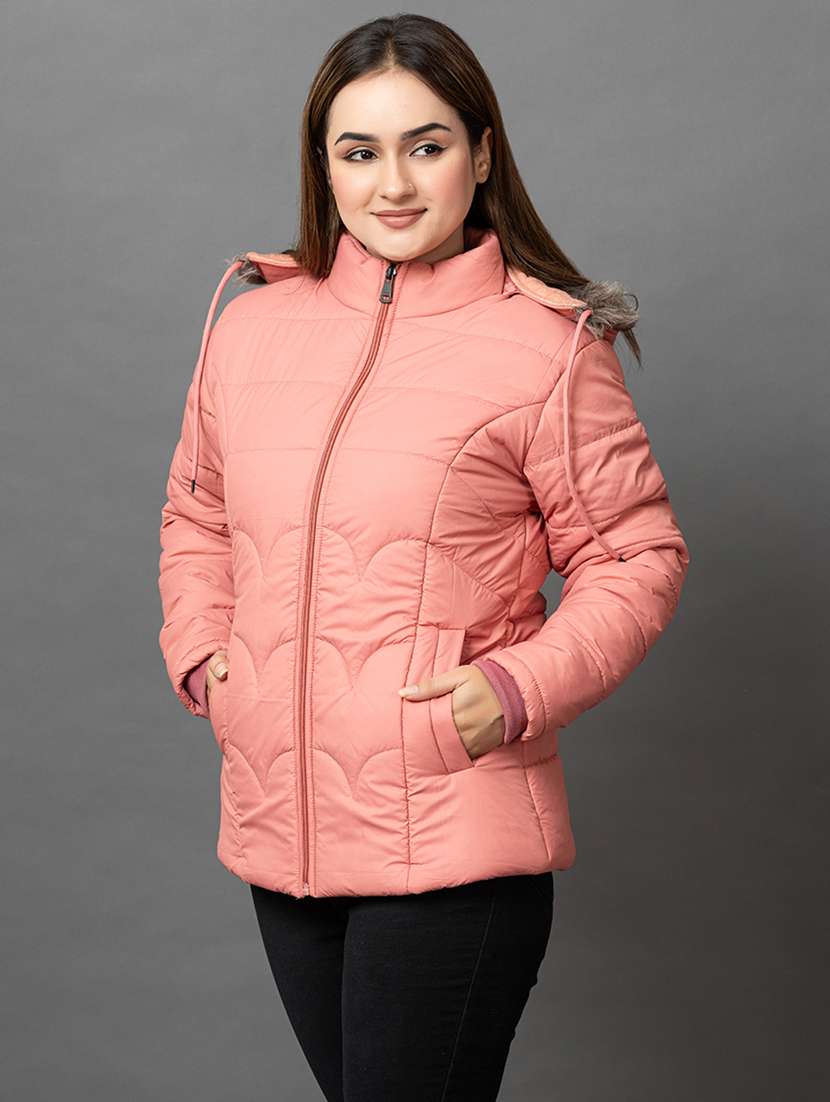 women solid long sleeve hooded parka jacket - 22051958 - Standard Image - 1