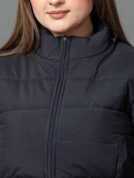 women solid long sleeve hooded parka jacket - 22051961 - Standard Image - 4