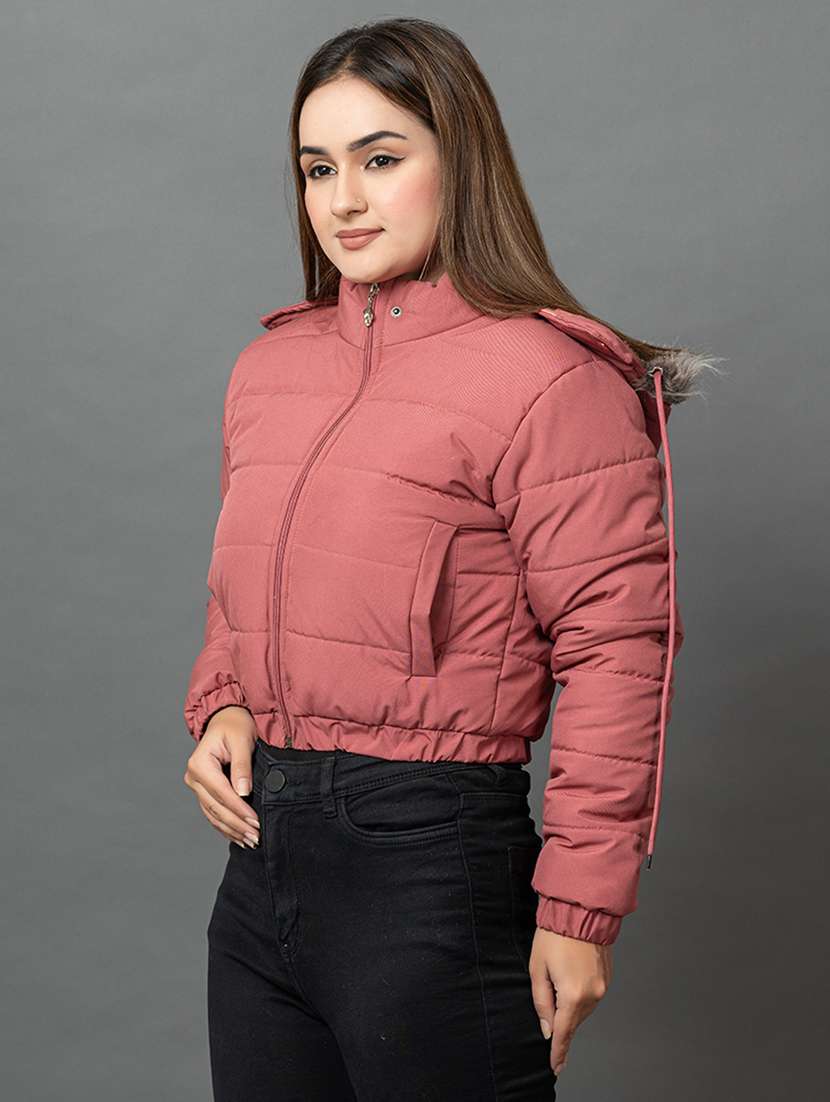 women solid long sleeve hooded parka jacket - 22051963 -  Standard Image - 1