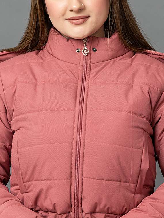 women solid long sleeve hooded parka jacket - 22051963 - Standard Image - 4