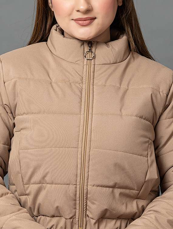 women solid long sleeve hooded parka jacket - 22051964 - Standard Image - 4