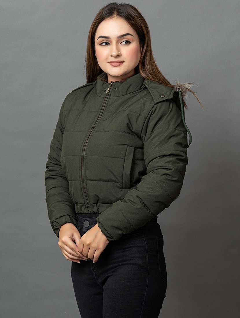 women solid long sleeve hooded parka jacket - 22051965 -  Standard Image - 1