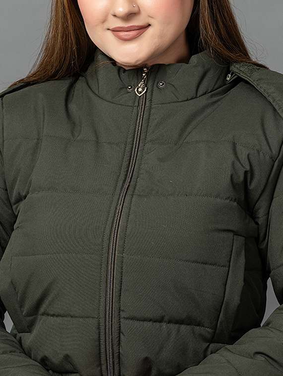 women solid long sleeve hooded parka jacket - 22051965 - Standard Image - 4