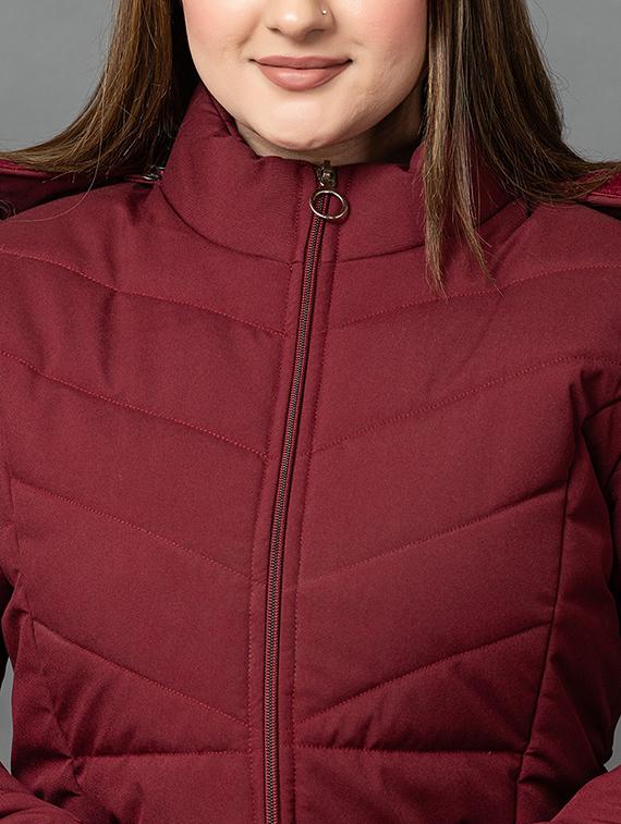 women solid long sleeve hooded parka jacket - 22051966 - Standard Image - 4