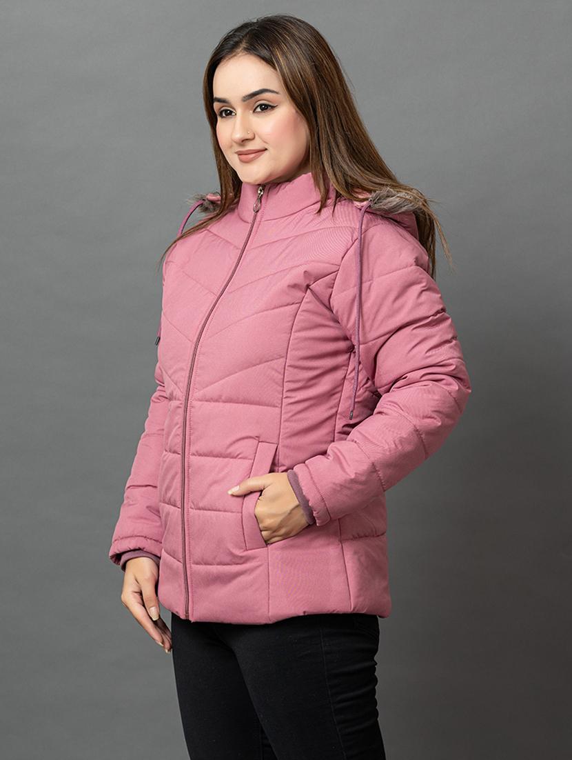 women solid long sleeve hooded parka jacket - 22051968 - Standard Image - 1