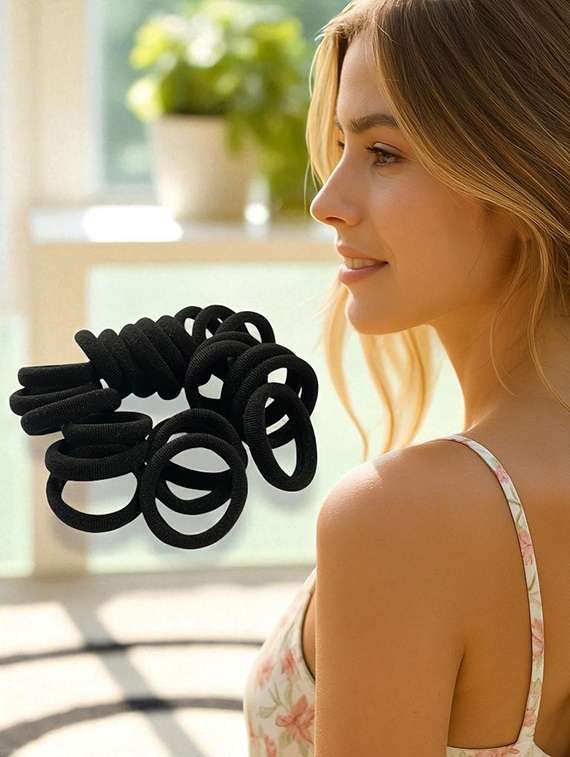 black rubber hair scrunchies set of 30 - 22051970 - Standard Image - 1