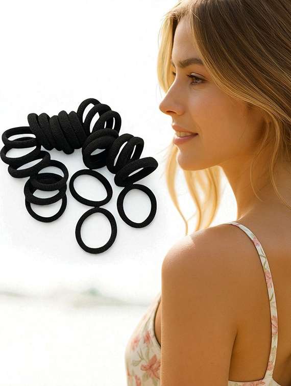 black elastic hair ties rubber band set of 30 - 22051971 -  Standard Image - 1