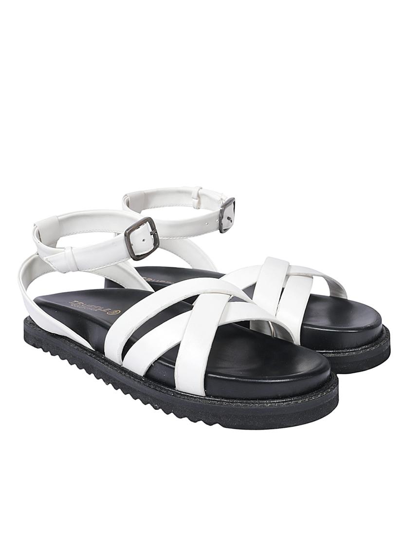 women white solid ankle strap flats - 22051983 - Standard Image - 1