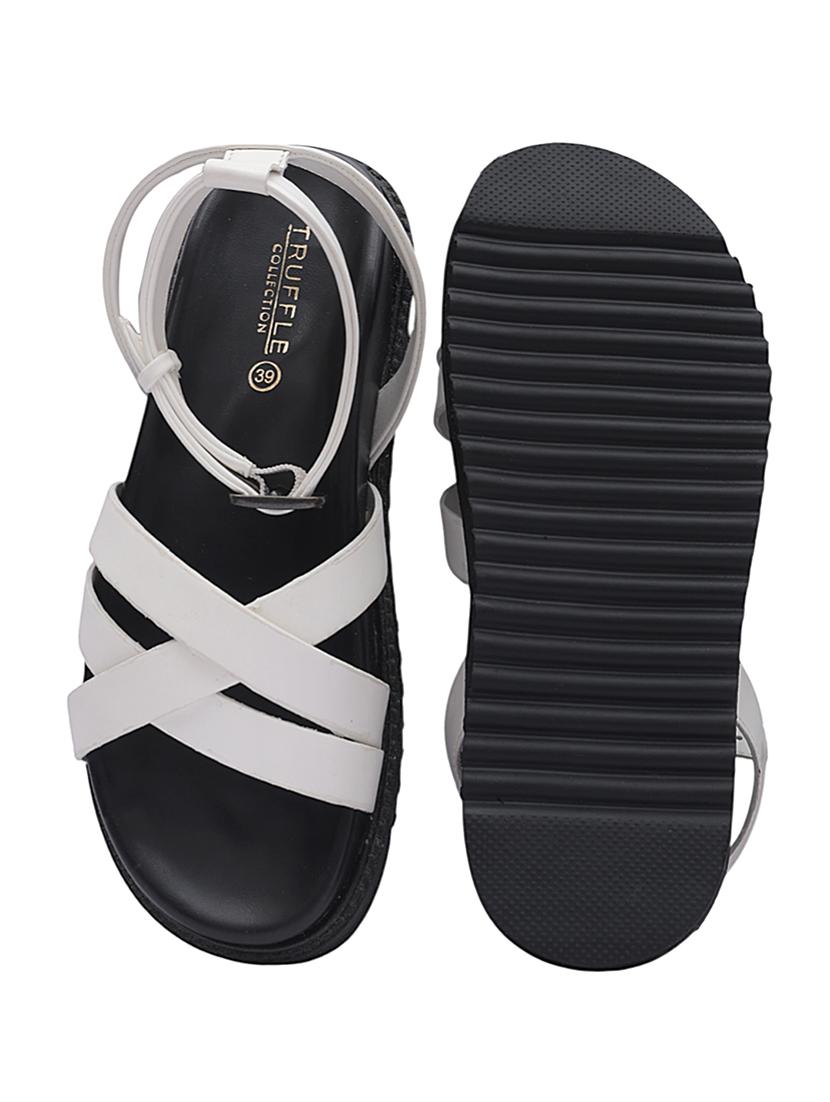 women white solid ankle strap flats - 22051983 - Standard Image - 4