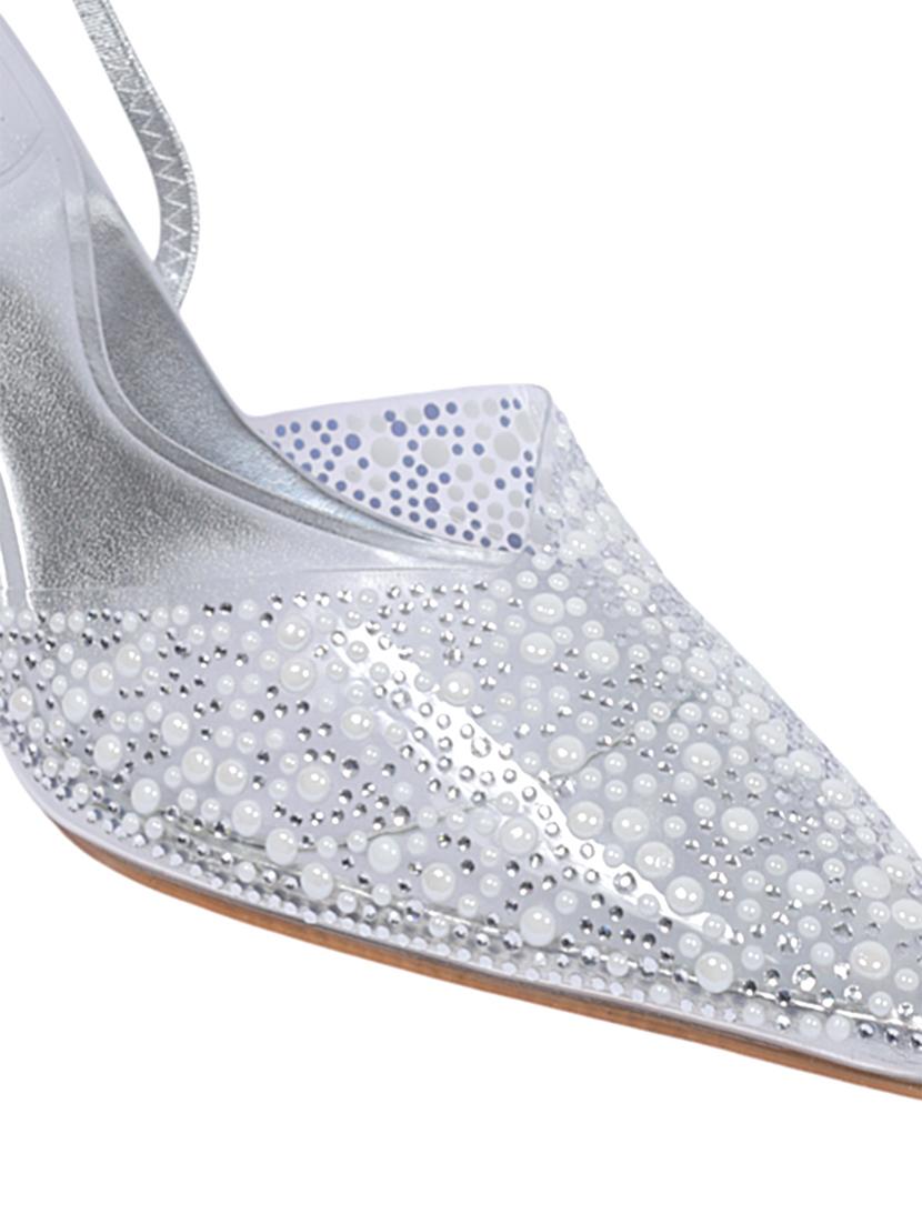 silver synthetic back strap sandals - 22051987 - Standard Image - 6