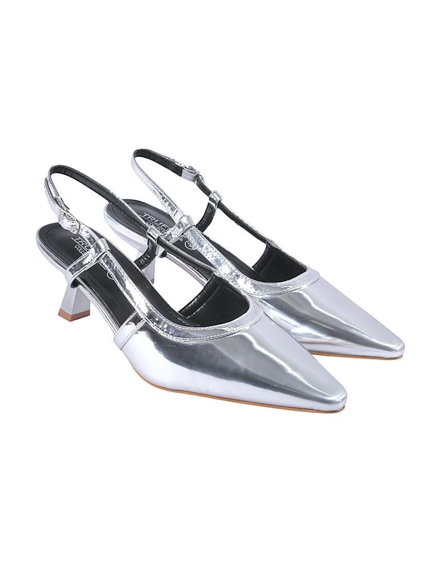silver patent leather back strap sandals - 22051993 - Standard Image - 1