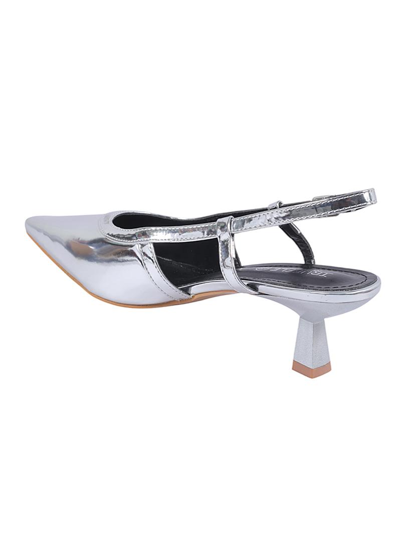 silver patent leather back strap sandals - 22051993 - Standard Image - 4