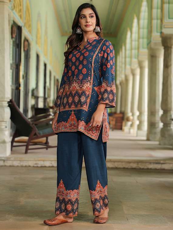 women long sleeve regular fit ethnic co-ord set - 22052030 - Standard Image - 1