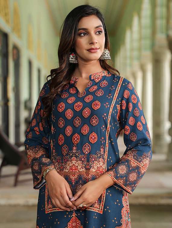 women long sleeve regular fit ethnic co-ord set - 22052030 - Standard Image - 4