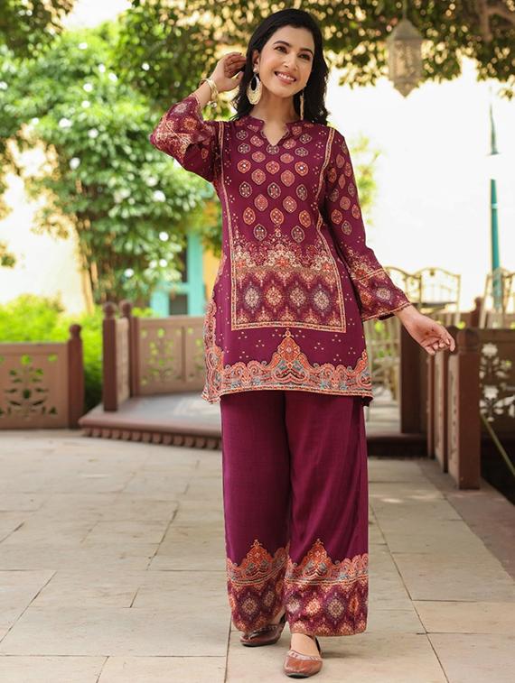 women long sleeve regular fit ethnic co-ord set - 22052031 -  Standard Image - 1