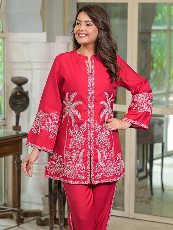 women long sleeve regular fit ethnic co-ord set - 22052037 - Standard Image - 4