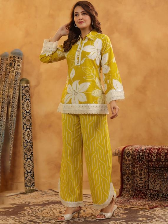 women long sleeve regular fit ethnic co-ord set - 22052044 - Standard Image - 1