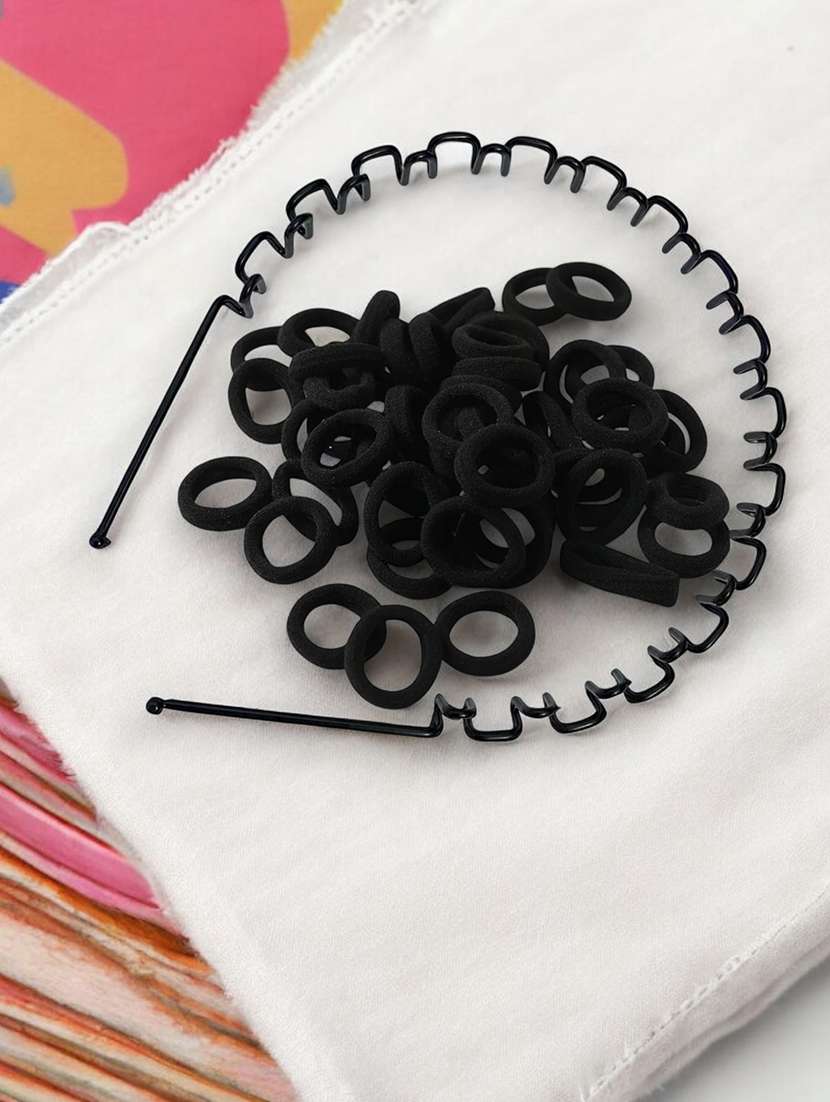 set of black bubberbands and 1 spiral hairband  - 22052056 -  Standard Image - 1
