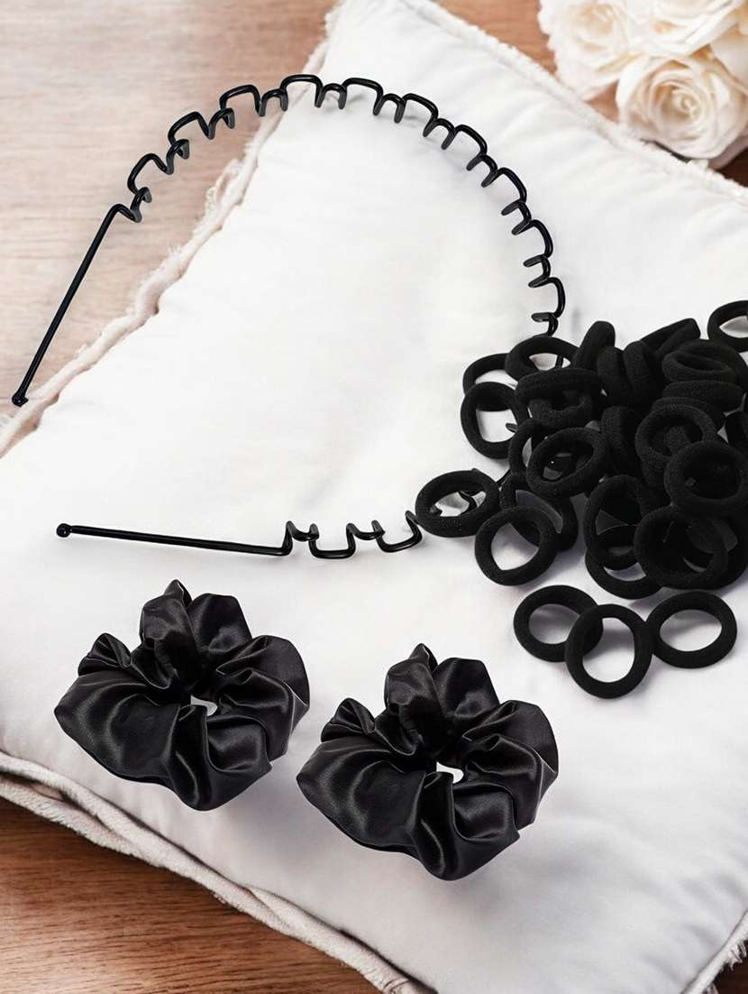pack of black rubber bands and spiral hair band - 22052058 -  Standard Image - 1