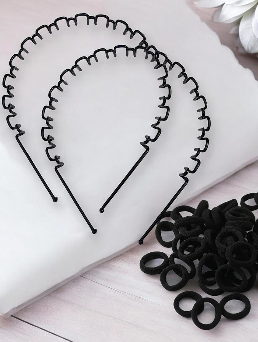 pack of black rubber bands and spiral hair band - 22052059 - Standard Image - 1