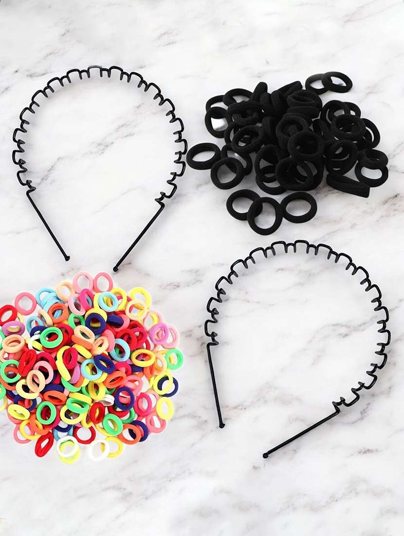 pack of multicolored rubber bands and spiral hair band - 22052061 - Standard Image - 1