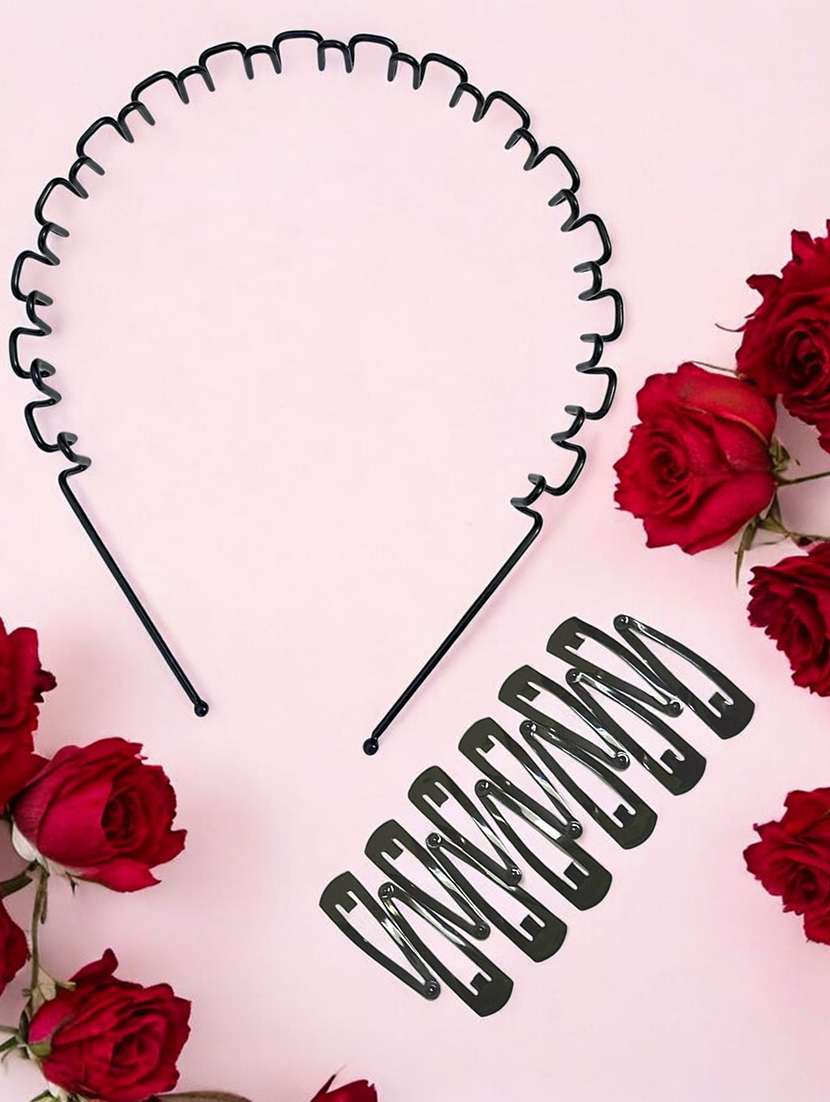 pack of black spiral hair band and hair clips - 22052063 -  Standard Image - 1