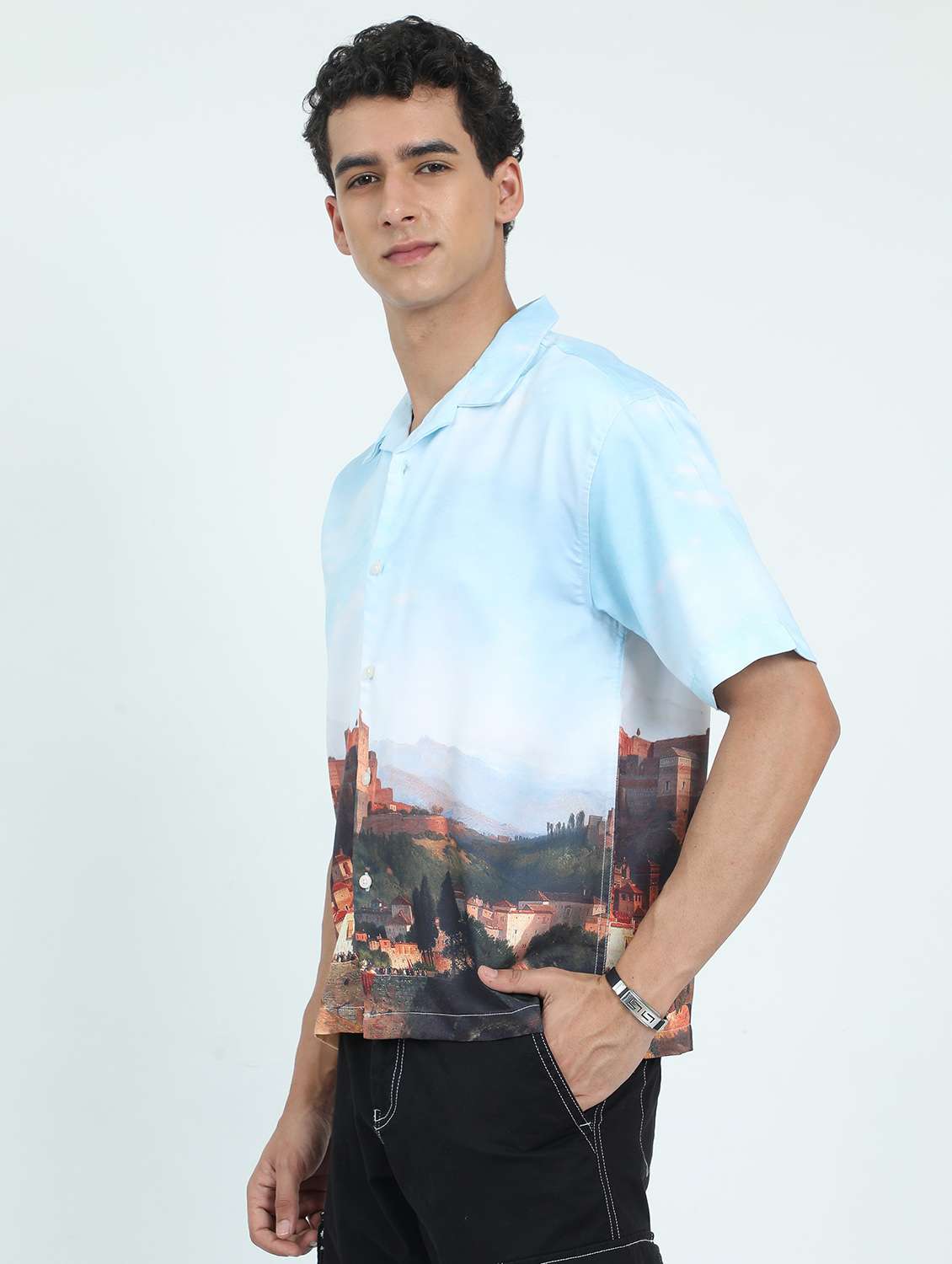 men printed short sleeve regular fit shirt - 22052109 -  Standard Image - 1