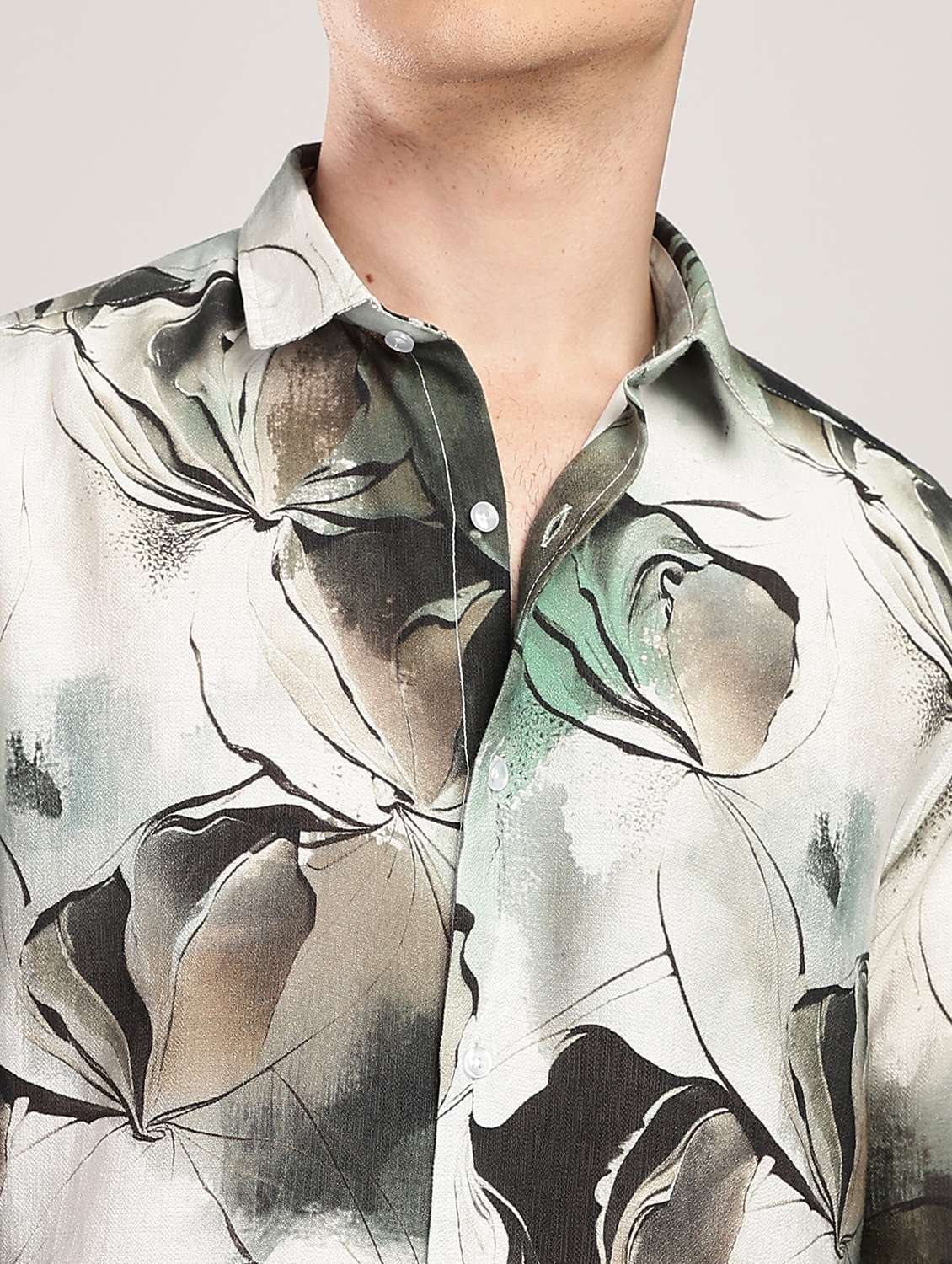 men printed collared long sleeve regular fit shirt - 22052124 - Standard Image - 4