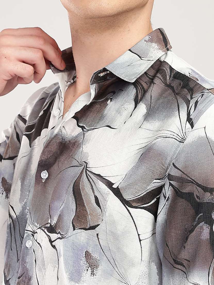 men printed collared long sleeve regular fit shirt - 22052125 -  Standard Image - 4